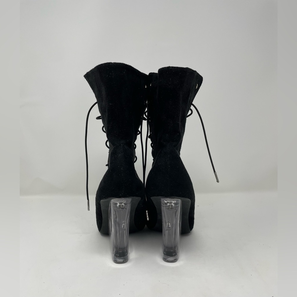 Cape Robbin Black Heels Women Lace Up Boots Suede Size 10 - Picture 5 of 8